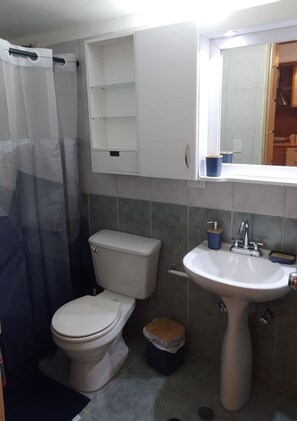 Dusj, hårføner, håndklær og såpe