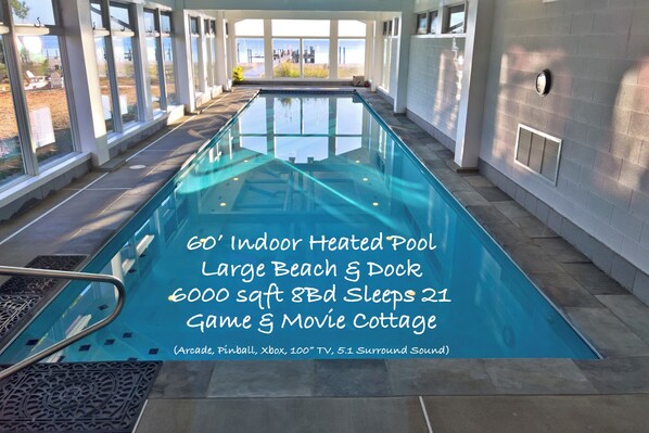 Indoor pool, a heated pool - All Year Retreat - Indoor Heated Pool, Beach, Game & Movie Cottage, Sleeps 21 (Hague)