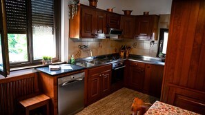Fridge, oven, stovetop, dishwasher