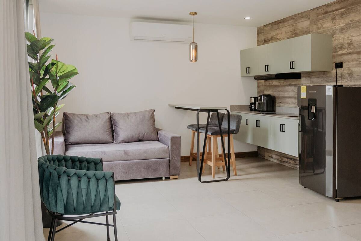 Senior Double Room | Private kitchen | Full-size fridge, stovetop, coffee/tea maker, blender