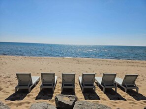 Beach nearby, sun-loungers