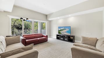 Villa, Balcony | Living area | 50-inch plasma TV with cable channels