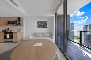 Living room - Skyline Escape Sleek 1BR with DTW Charm (Miami)