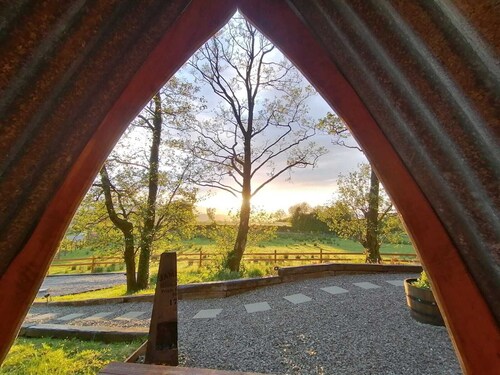 A shepherd's hut retreat with a private wood fired hot tub in County Fermanagh