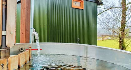 A shepherd's hut retreat with a private wood fired hot tub in County Fermanagh
