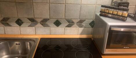 Fridge, microwave, stovetop, dishwasher