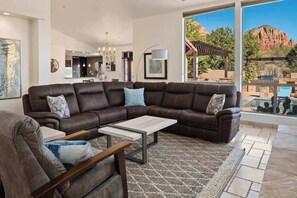 TV, offices - Chapel Home: Private Pool, Hot Tub & Desert Views (Sedona)