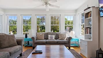 House, Multiple Beds, Patio, Garden View (Shore Bliss) | Living area | 50-inch flat-screen TV with digital channels