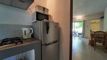 Fridge, microwave, oven, toaster
