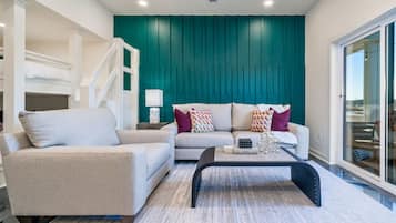 Smart TV, fireplace, video games, books