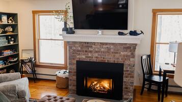 Smart TV, fireplace, video games, computer monitors