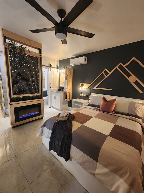 1 dormitorio, tabla de planchar con plancha, wifi y ropa de cama