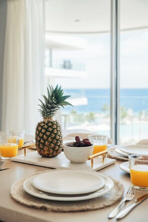 Deluxe Apartment, Balcony | In-room dining