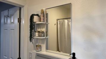 Eco-friendly toiletries, hair dryer, towels, soap