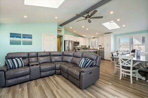 House, Multiple Beds, Balcony, Garden View (The Shore Thing) | Living area | 65-inch flat-screen TV with digital channels - The Shore Thing Walk to Beach! (Wells)