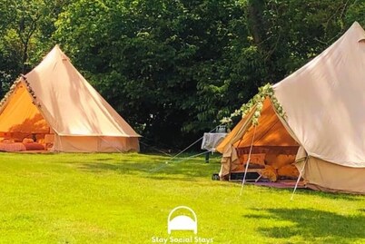 Spacious Bell Tent Nestled in Our Orchard Field at Edinburgh Festival Glamping!