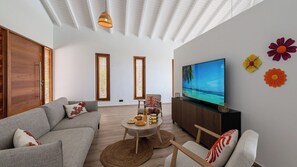 Living area - Villa Kas Di Lotte, 3-bedroom villa in marvelous Coral Estate with AC, WiFi (Sint Willibrordus)