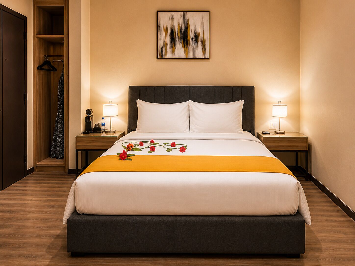 Signature Studio | Κρεβάτια Tempur-Pedic, χρημα τοκιβώτιο στο δωμάτιο, κουρτίνες συσκότισης 