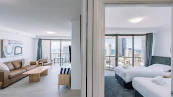 2 Bedroom 2 Bath Ocean View Apartment | Living area | Flat-screen TV