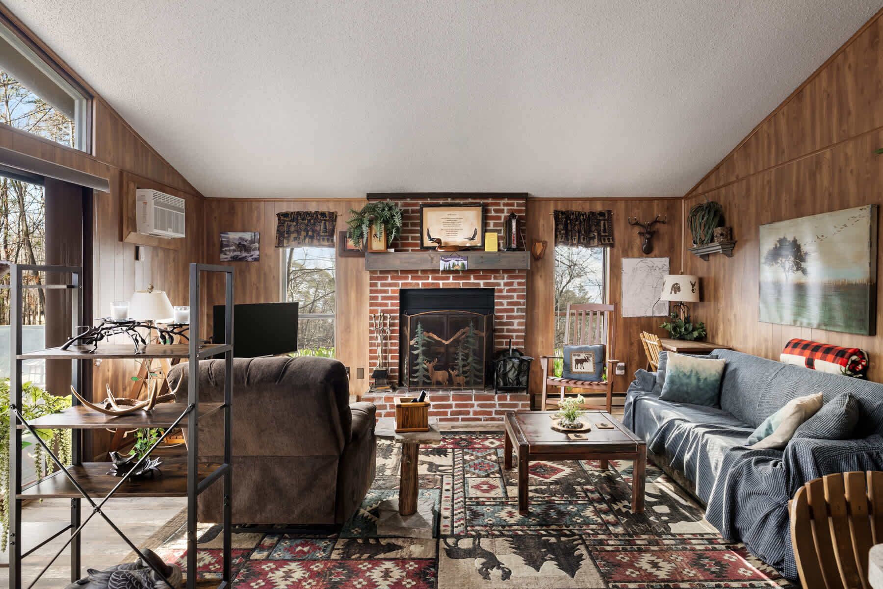 TV, fireplace