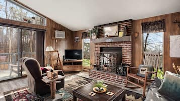 TV, fireplace