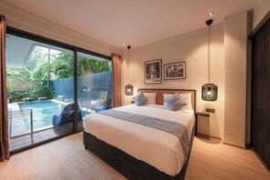 Deluxe villa, uitzicht op zwembad | Uitzicht vanuit de kamer