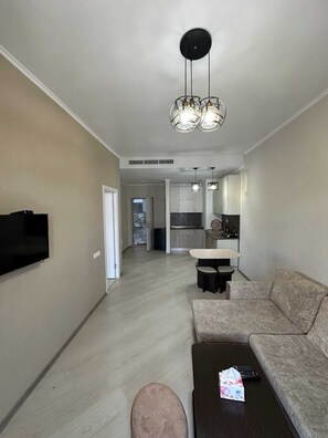 特色公寓式客房, 1 张大床和 1 张沙发床, 简易厨房 | 私人简易厨房 | 冰箱、炉�灶