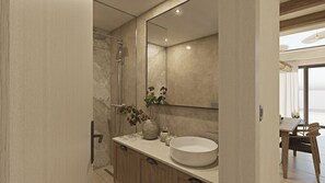Een douche, een haardroger, handdoeken