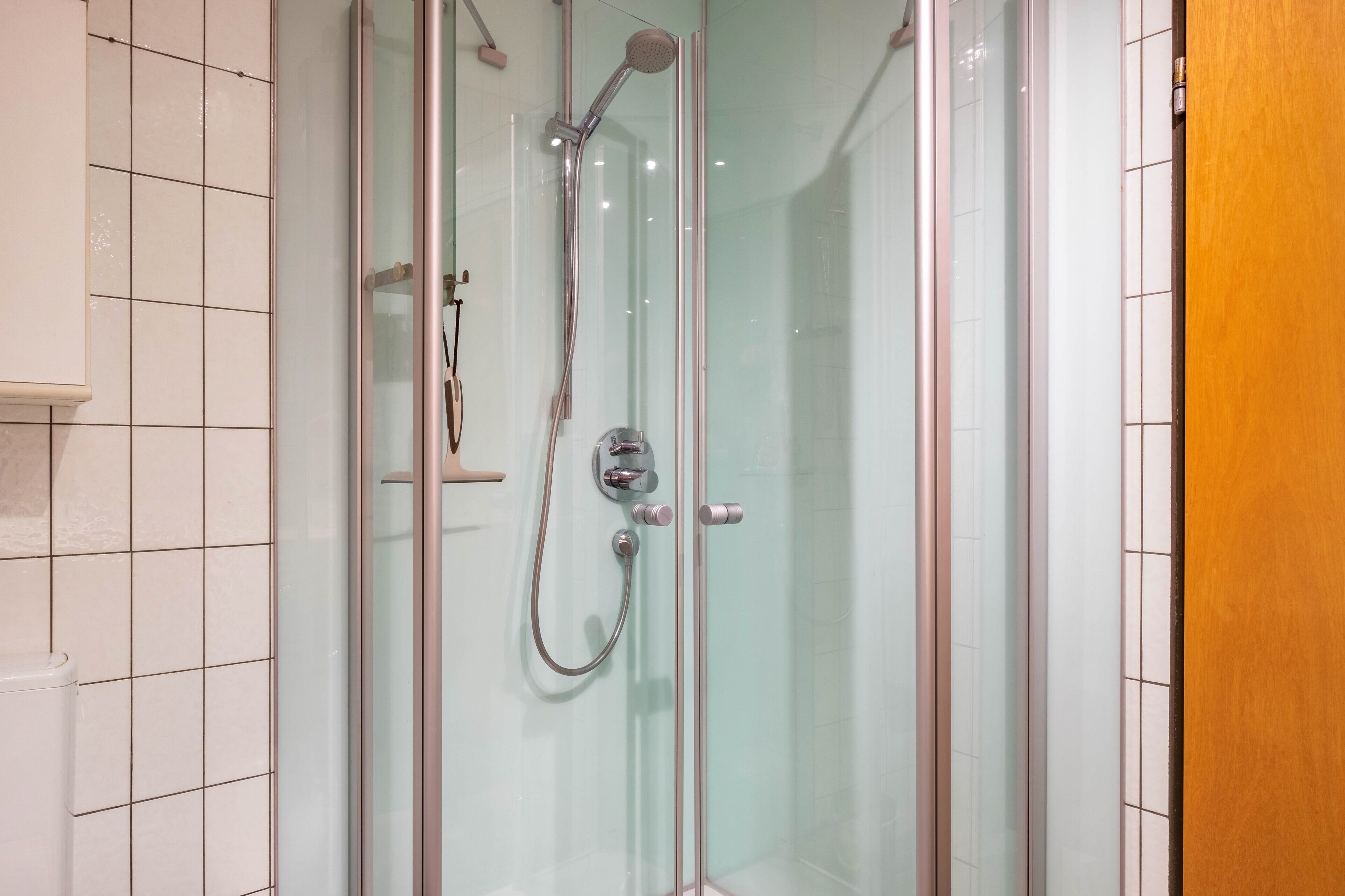Een douche, een haardroger, handdoeken