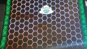 A building facade with a hexagonal pattern and a neon sign for 'Prince Park'. - Prince Park Vellore (Vellore)