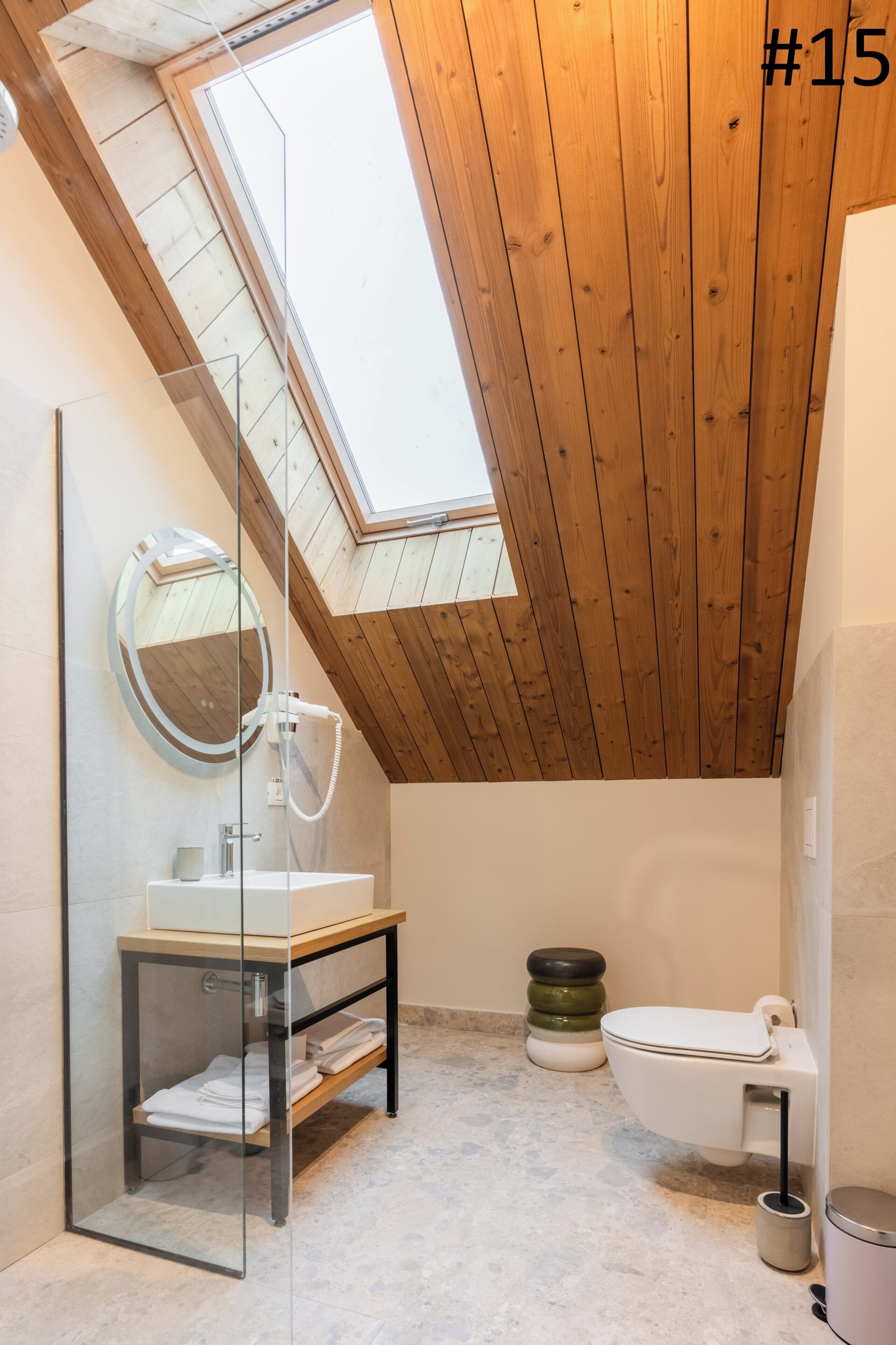 Premium Apartment, Panoramic view with terrace #9 #15 | Bathroom | Hair dryer, bathrobes, slippers, towels