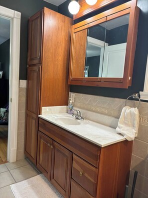 Shower, hair dryer, towels, soap - Southside Indianapolis Luxury Home (Indianapolis)