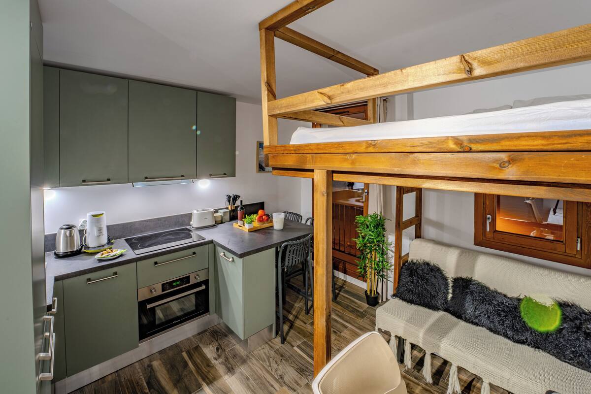 Luxury Apartment, Mountain View | Private kitchen | Coffee/tea maker, oven, stovetop, dishwasher