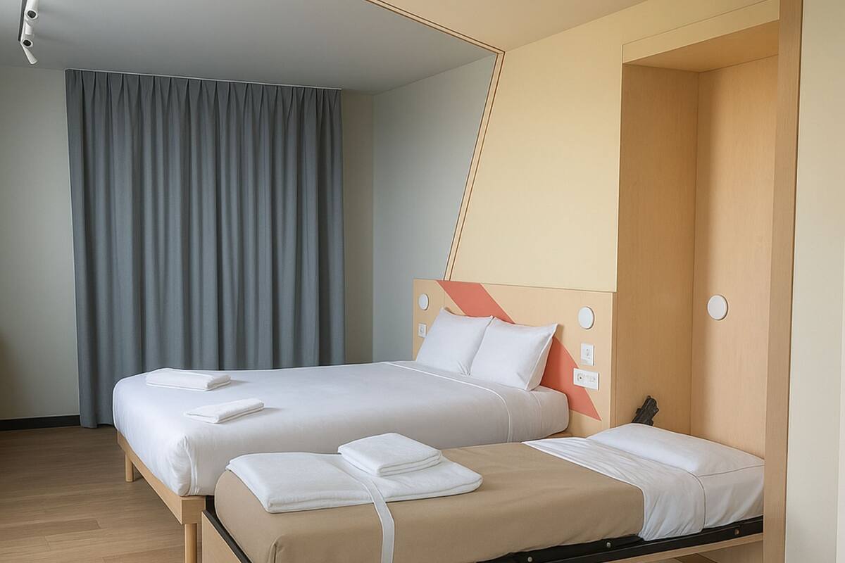 ห้องพัก, หลายเตียง (Tribu) | เครื่องนอนระดับพรีเมียม, เตียง Select Comfort, โต๊ะทำงาน