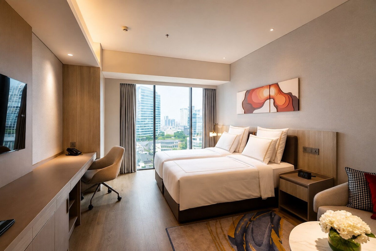 Swiss Advantage Studio with Twin Bed | Ropa de cama de alta calidad, colchones Select Comfort, caja fuerte