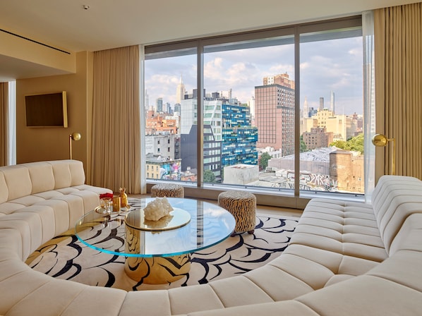 Suite, 2 Bedrooms (Imperial) | Living area | 70-inch Smart TV with digital channels - Faena New York (New York)
