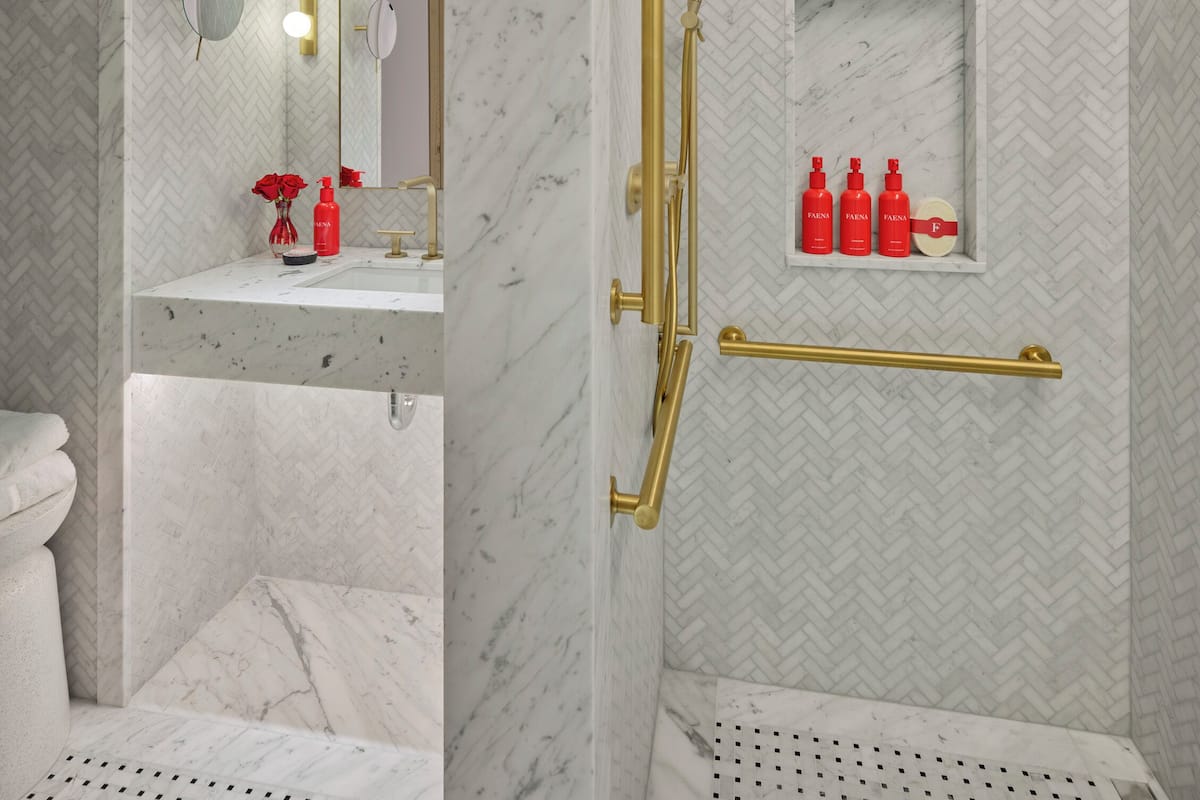 Separate tub and shower, hair dryer, bathrobes, slippers