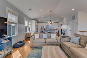 TV, DVD player - 5 Star Kure | Ocean View Retreat w/ Community Pool & Private Beach Access! (Kure Beach)