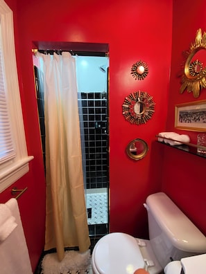Shower, hair dryer, towels, soap - 40s Renovated Cape on College (Staunton)