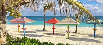 Coral Beach Retreat. Garden view. Steps from pool & beach. 1 mile to Port Lucaya