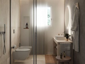 Dusj, hårføner, bidé og håndklær