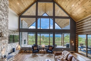 Smart TV, fireplace, foosball, books