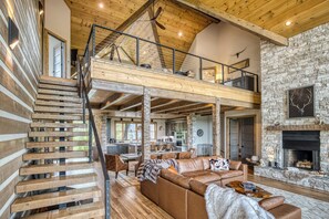 Smart TV, fireplace, foosball, books