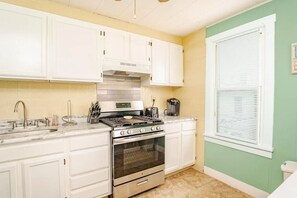 Fridge, microwave, stovetop, toaster