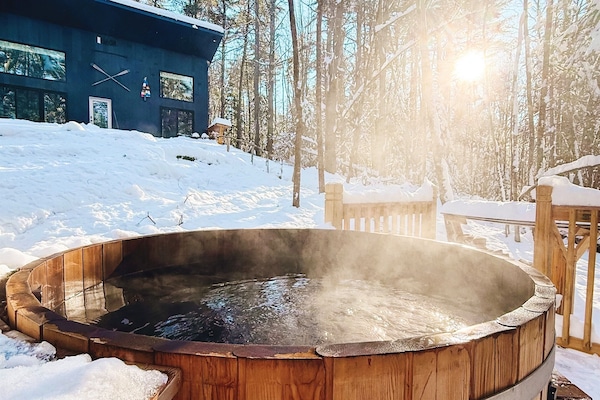 Winter hot tub