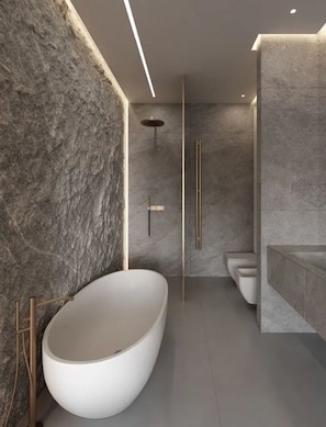 Secadora de cabello, toallas, papel de baño