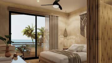 Habitación superior, vistas al mar | 2 dormitorios, ropa de cama de alta calidad, caja fuerte y wifi gratis