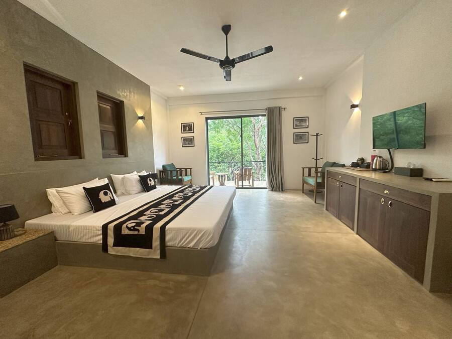 Quarto quádruplo superluxo, banheiro privativo, vista para o jardim | Roupas de cama de algodão egípcio, roupas de cama premium