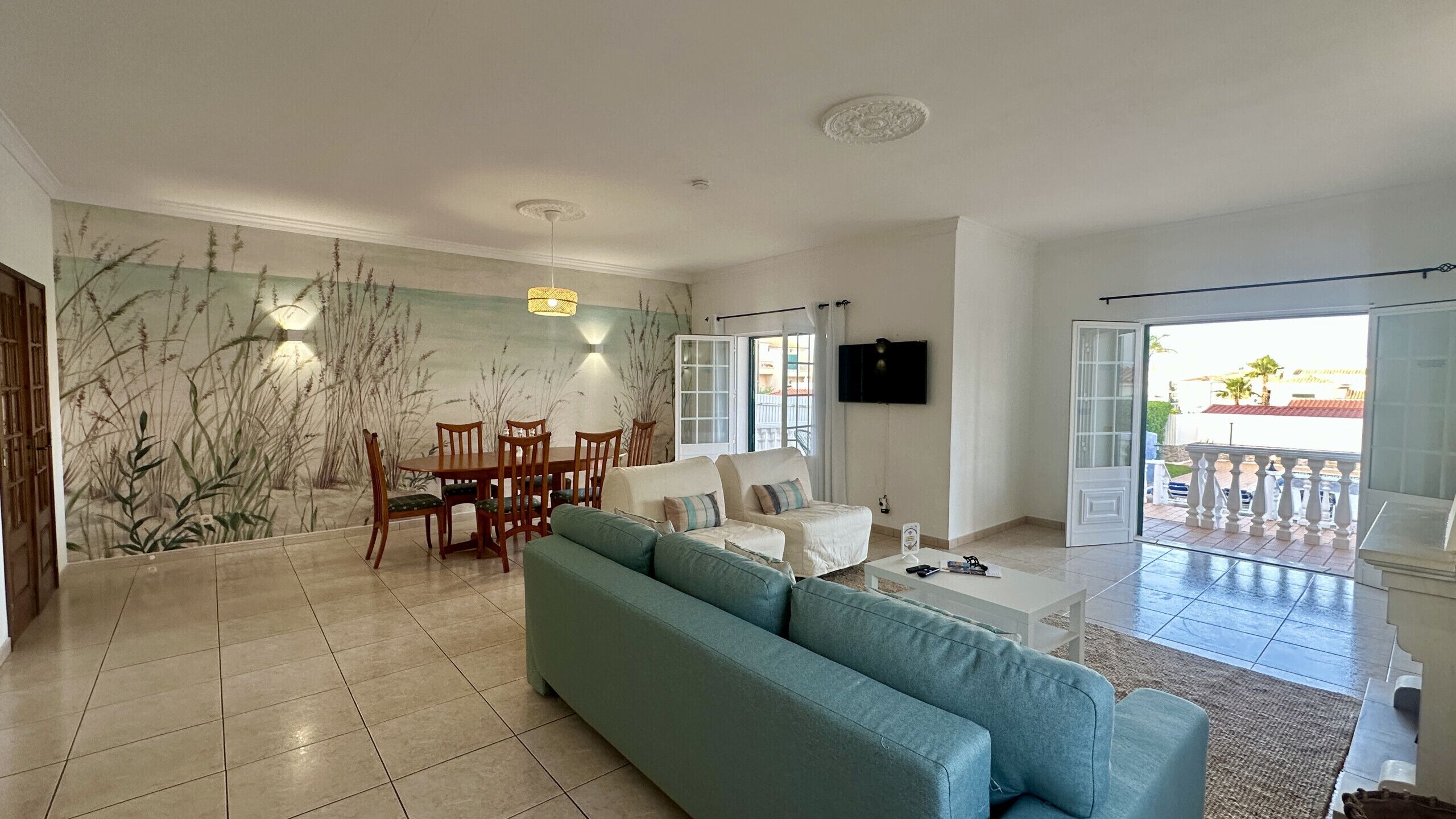 Televisión y chimenea 