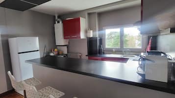 Microwave, stovetop, dishwasher, paper towels